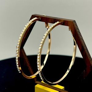 Rhinestone Hoop Earring: Rose Gold